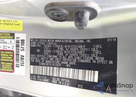 2014 Toyota Sienna Le V6 8 Passenger z USA, uszkodzony, nr VIN 5TDKK3DC5ES453432